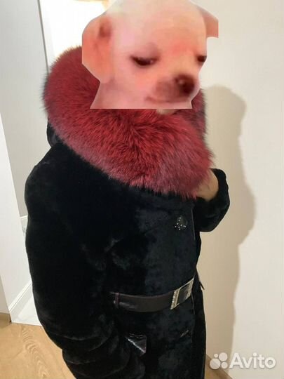 Шуба мутон чернобурка
