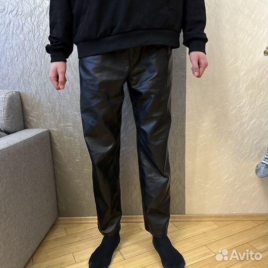 Брюки кожаные мужские