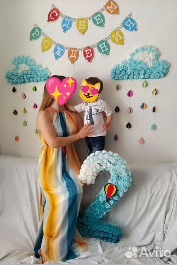 Цифра 2 на день рождения + декор