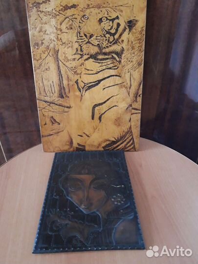Пано из дерева ичеканка из меди.Ручная работа