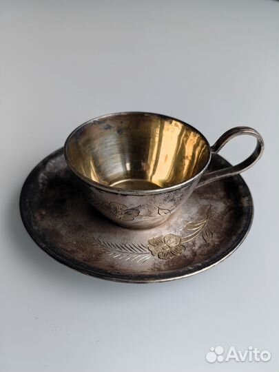 Кофейная пара, мельхиор, штихиль. СССР