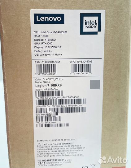 Ноутбук Lenovo Legion 7i i7/16GB/1TB/4060