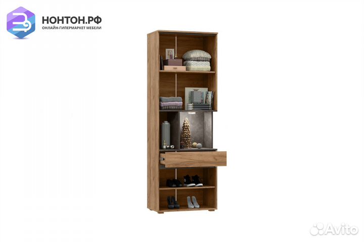 Шкаф Соренто высокий дуб крафт / бетон темный