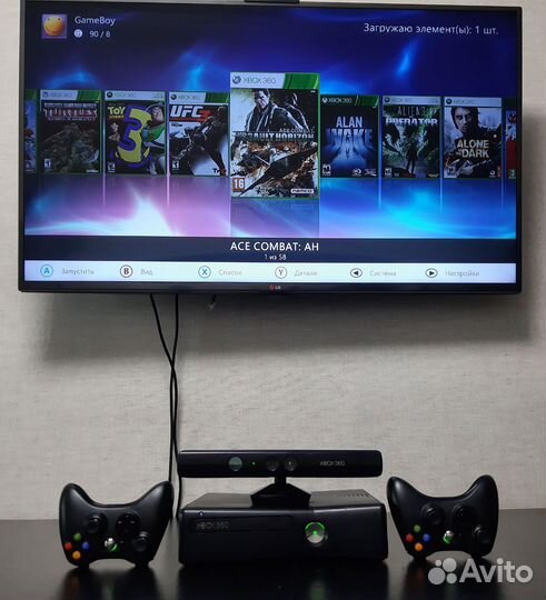 Xbox 360 Slim freeboot 500Gb 2 джойстика kinect