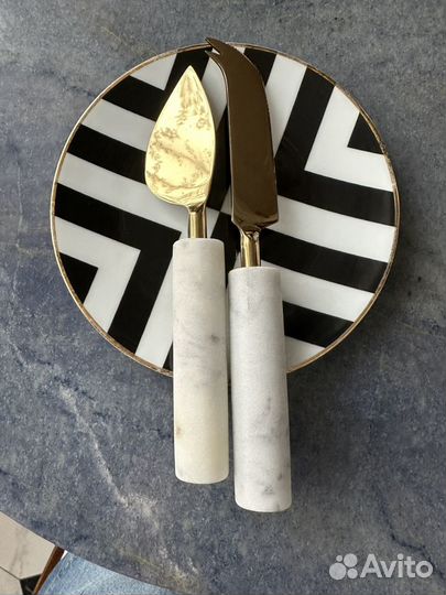 Набор ножей для масла и сыра мрамор золото H&M