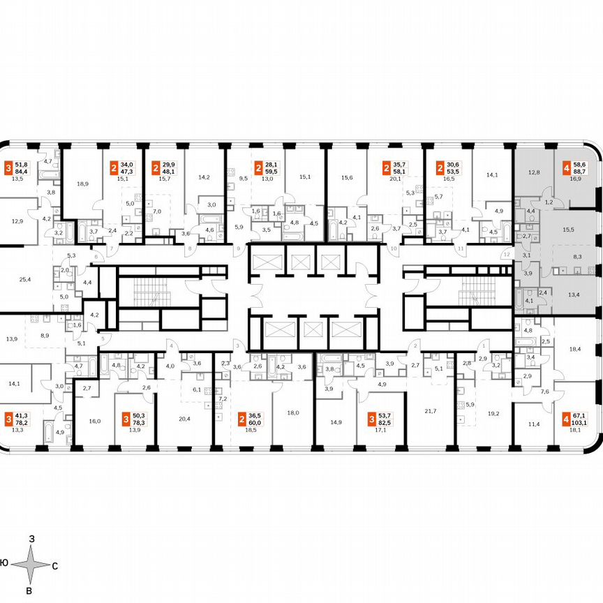 3-к. квартира, 88,7 м², 35/49 эт.