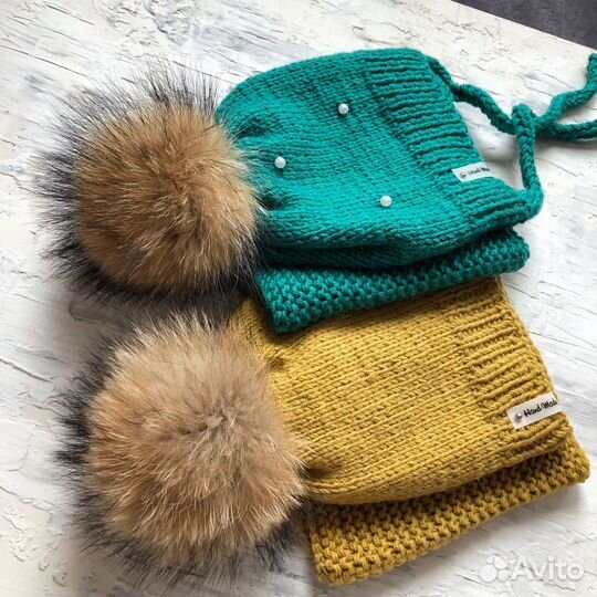 Комплект шапка и снуд вязаные