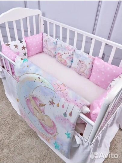 Бортики в кроватку с одеялом новые