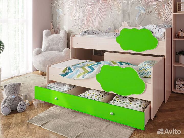 Выкатная двухъярусная кровать Соник с ящиком