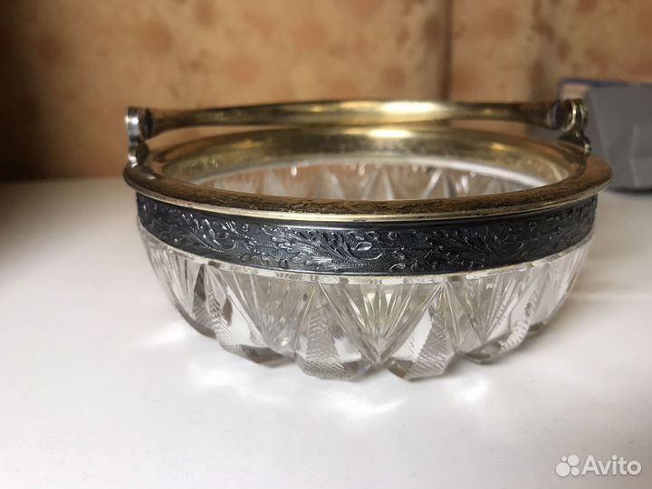 Хрустальная Конфетница серебро 875