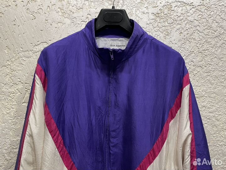 Винтажная шелковая олимпийка оверсайз, XL