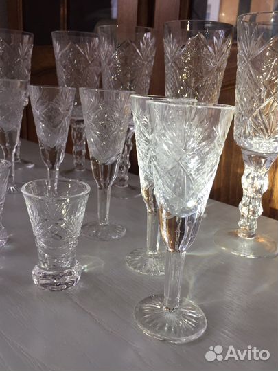 Хоустальный набор кубки, фужеры, рюмки