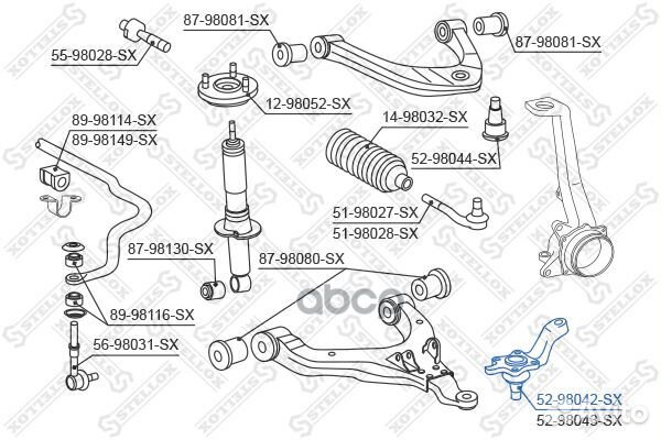 52-98042-SX опора шаровая нижняя правая Toyota