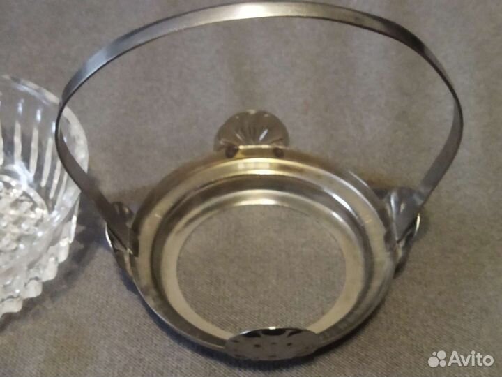 Конфетница хрустальная в мельхиоре. Прошлый век