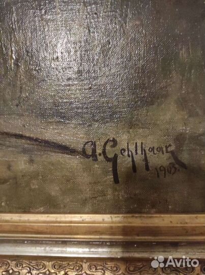 Старинная картина маслом на холсте, подлинник