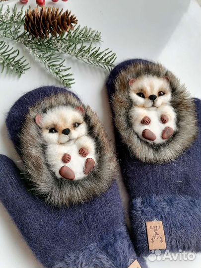 Варежки с ежиками. Звероварежки 