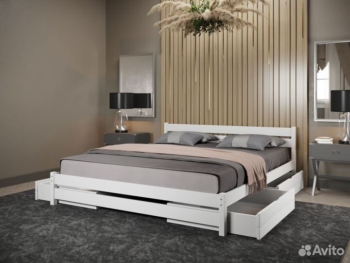 Двуспальная кровать из березы