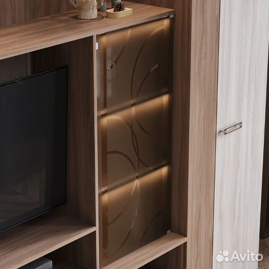 Гостиная Сиена 2,6м шимо темный+светлый, наличие