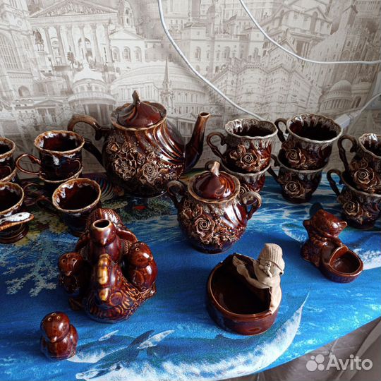 Сервиз глиняный чайно-кофейный