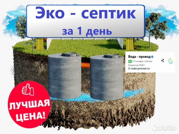 Септики из бетонных колец+водоснабжение из колодца