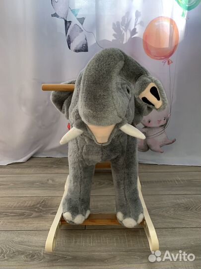 Детская игрушка, мягкий слоник-качалка