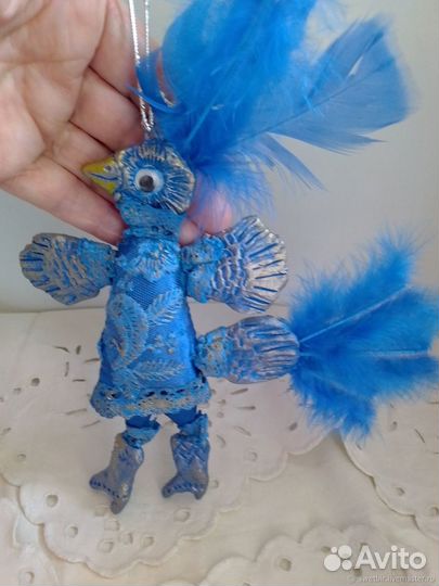 Синяя птица счастья талисман интерьерый и в машину