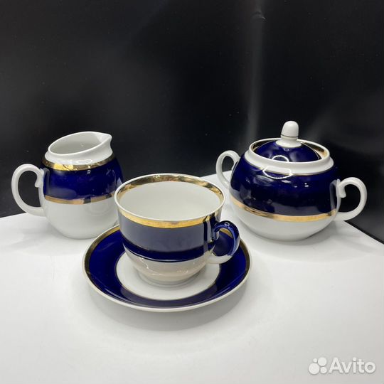 Чайный сервиз кобальт барановка 22шт ссср(Сзр)