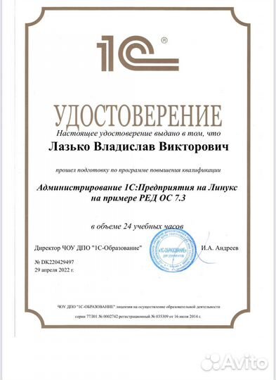 Программист 1С, настройка, доработка, работы с ккт