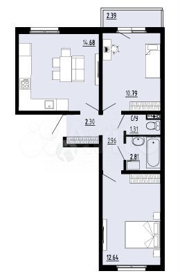 3-к. квартира, 50 м², 4/4 эт.