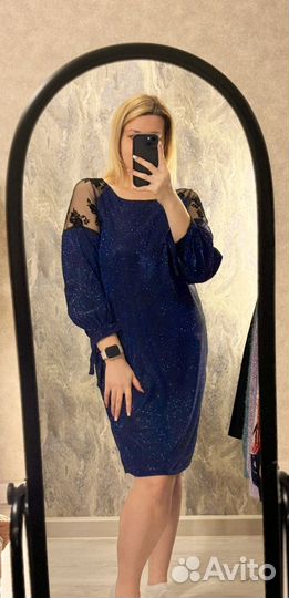 Платье синее с блестками