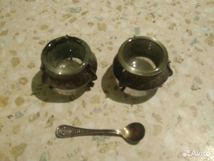 Солонка, горчичница с ложечкой