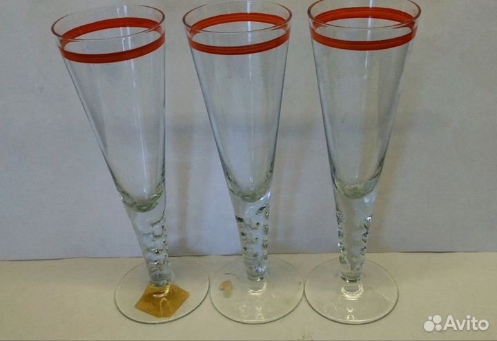 Шампанки,фужеры, стекло, 3шт одним лотом СССР Попа