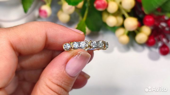 Кольцо с муассанитами 1,6 ct VVS1 D, 18 р-р 925