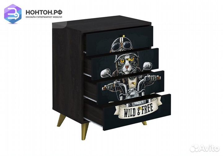 Комод Фьюжн biker cat / камень угольный
