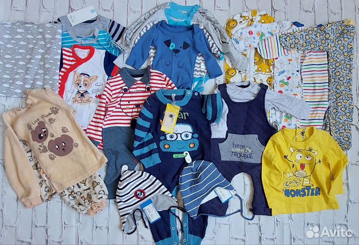 Пакет новых вещей для мальчика до 1 года