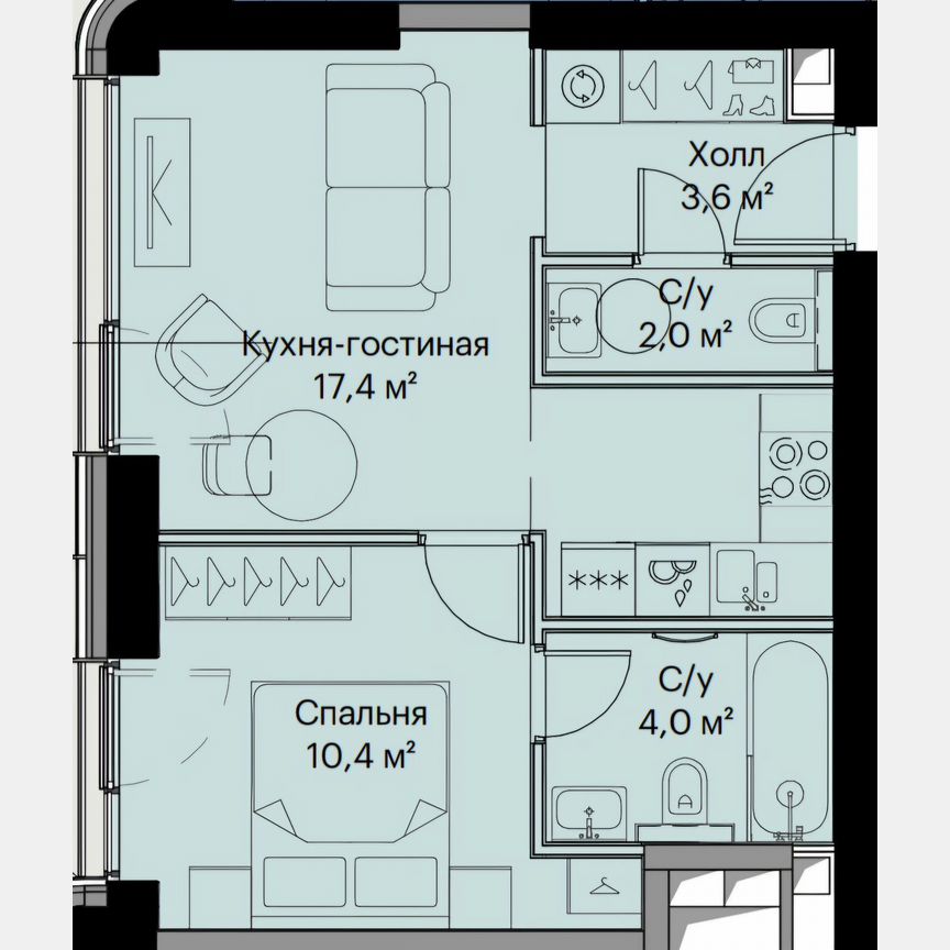 1-к. квартира, 36,8 м², 11/53 эт.