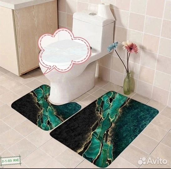Набор коврик для ванной туалета
