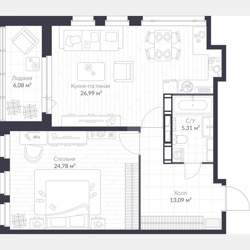 1-к. квартира, 73,2 м², 10/10 эт.