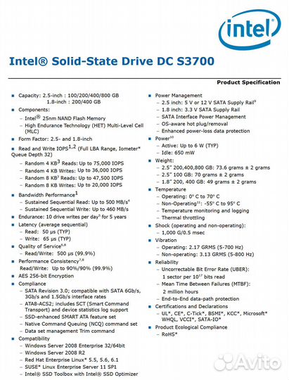 SSD SATA Intel 100GB 2.5