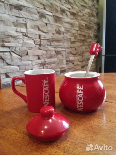 Сахарница и кружка с ложкой Nescafe