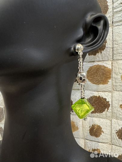 Серьги муранское стекло бисер