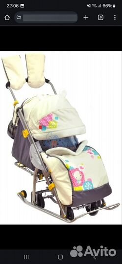 Детские санки коляска с колесами бу