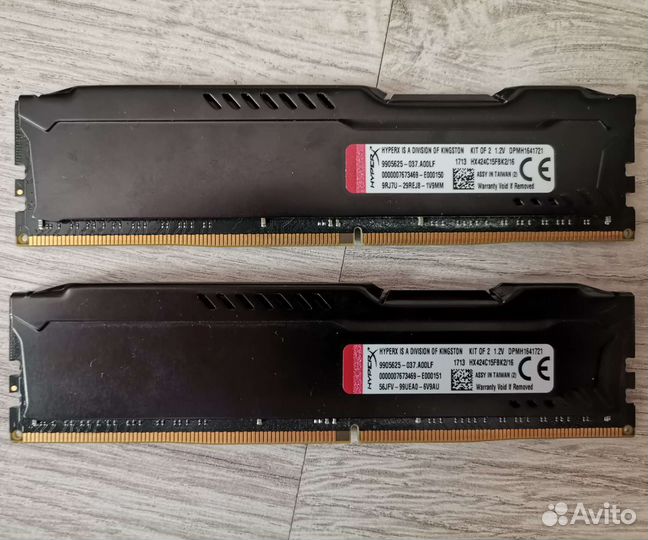Озу 16 gb kingston xyperx fury 2400 kit (2x8) ddr4