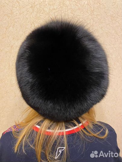 Шапка женская из черного песца