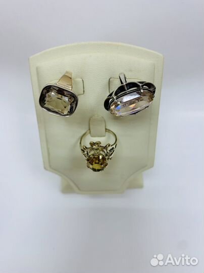 Кольцо. 875 проба со *. СССР. Корунд, раухтопаз