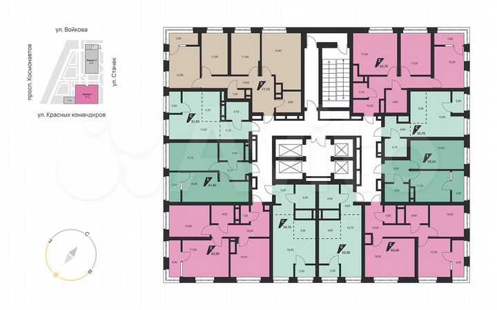 2-к. квартира, 63,7 м², 16/25 эт.