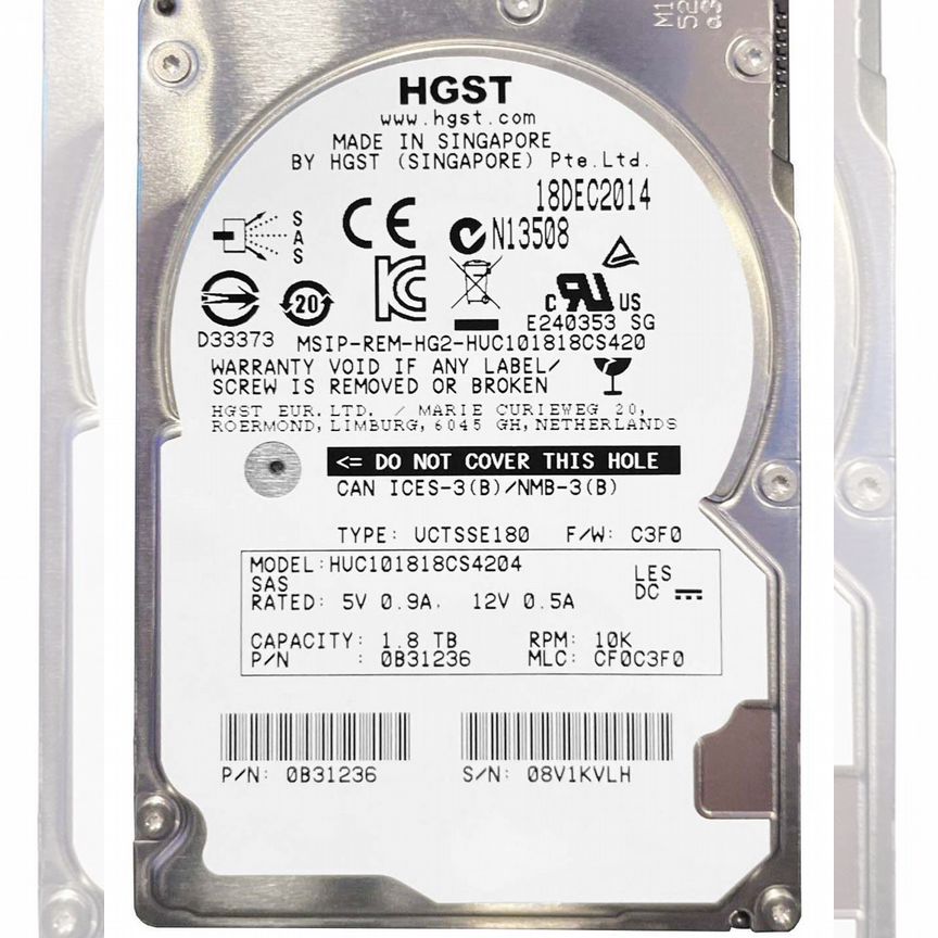 [HUC101818CS4204] Жесткий Диск Hgst 1.8 0b31236 Sas Huc101818cs4204