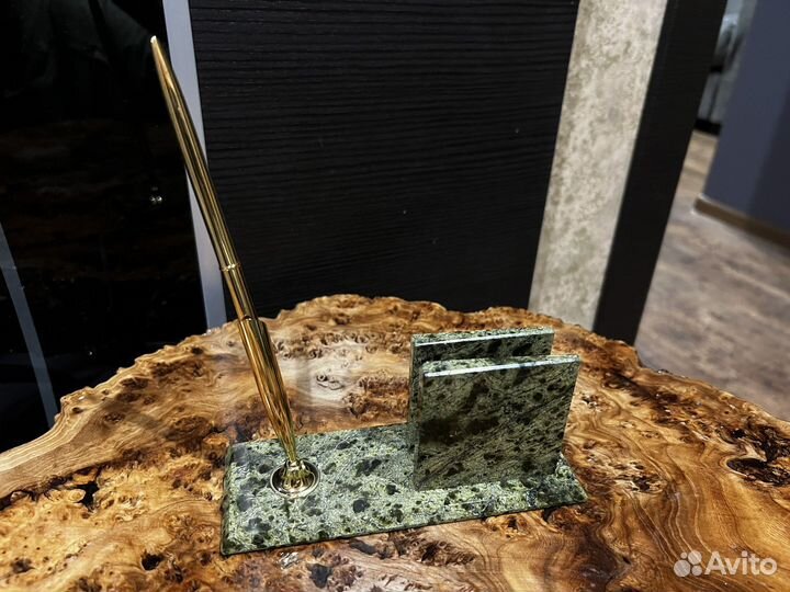 Подставка для ручки, визитница малахит