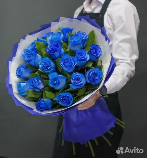 Синие Розы Натуральные Букет и Штучно / Доставка