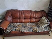 Диван-кровать из искусственной кожи + кресло